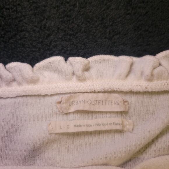 Urban Outfitters White Long Sleeve Peasant Off the Shoulders Crop Top LG - Picture 3 of 7